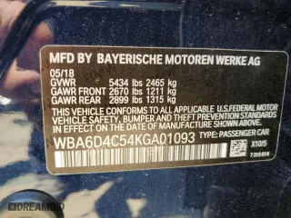 2019 BMW 6 Series 650i with VIN WBA6D4C54KGA01093, listed as a Copart auction lot 61496984 with 23,951 mi miles and Salvage Title. Bid and sale history available at carsss.com. Image 14.