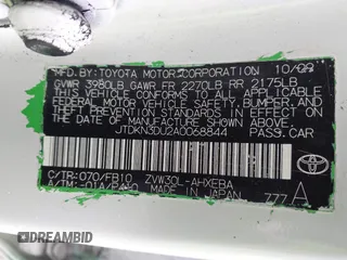 2010 Toyota Prius II z VIN JTDKN3DU2A0068844, wystawiony jako IAAI lot #41559578 z przebiegiem 190 064 mil mil oraz . Historia ofert i sprzedaży dostępna na DreamBid. Obrazek 9.