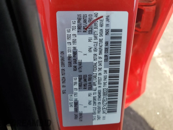 2014 Mazda 2 Sport z VIN JM1DE1KZ7E0186633, wystawiony jako Copart lot #59354705 z przebiegiem 111 234 mil mil oraz Szkoda całkowita • Salvage title. Historia ofert i sprzedaży dostępna na DreamBid. Obrazek 12.