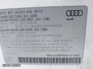 2013 Audi Q5 Premium Plus with VIN WA1LFAFP5DA101860, listed as a IAAI auction lot 41254902 with 153,143 mi miles. Bid and sale history available at carsss.com. Image 9.