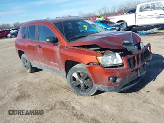 2012 Jeep Compass Latitude with VIN 1C4NJDEB1CD573474, listed as a IAAI auction lot 41754117 with 201,413 mi miles. Bid and sale history available at carsss.com. Image 1.
