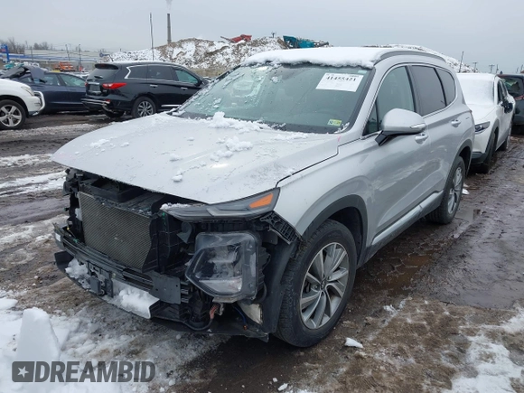 2019 Hyundai Santa Fe Ultimate with VIN 5NMS5CAD1KH000394, listed as a IAAI auction lot 41455421 with 42,886 mi miles and . Bid and sale history available at DreamBid. Image 2.