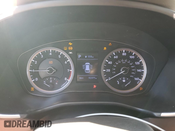 2019 Hyundai Santa Fe SE with VIN 5NMS2CAD7KH098372, listed as a Copart auction lot 50815165 with 92,377 mi miles and Non Repairable. Bid and sale history available at DreamBid. Image 9.