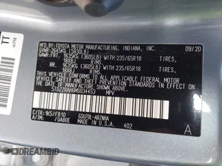 2021 Toyota Highlander L with VIN 5TDZZRAH6MS034453, listed as a IAAI auction lot 41779805 with 128,574 mi miles and . Bid and sale history available at DreamBid. Image 9.