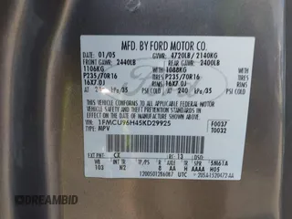 2005 Ford Escape Hybrid with VIN 1FMCU96H45KD29925, listed as a IAAI auction lot 41346475 with 209,922 mi miles. Bid and sale history available at carsss.com. Image 9.