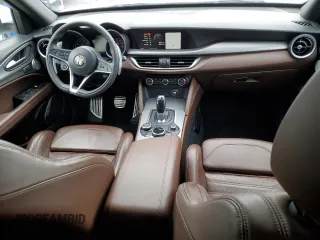 2019 Alfa Romeo Stelvio Ti with VIN ZASPAKBN2K7C58702, listed as a Copart auction lot 47459585 with 49,393 mi miles and Salvage title. Bid and sale history available at DreamBid. Image 8.