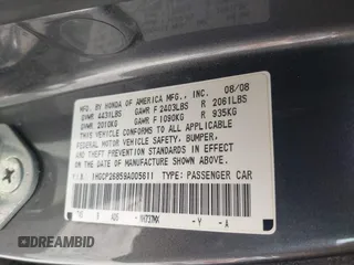 2009 Honda Accord EX-L z VIN 1HGCP26859A005611, wystawiony jako IAAI lot #42314098 z przebiegiem 156 376 mil mil oraz . Historia ofert i sprzedaży dostępna na DreamBid. Obrazek 9.