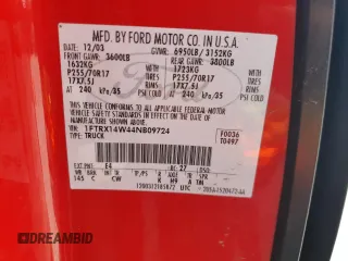 2004 Ford F-150 STX z VIN 1FTRX14W44NB09724, wystawiony jako Copart lot #63908855 z przebiegiem 159 715 mil mil oraz Szkoda całkowita • Salvage title. Historia ofert i sprzedaży dostępna na DreamBid. Obrazek 12.