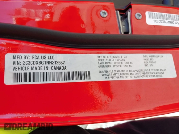 2022 Dodge Charger SXT with VIN 2C3CDXBG1NH212532, listed as a IAAI auction lot 41746271 with 56,011 mi miles and . Bid and sale history available at DreamBid. Image 9.