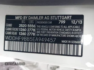 2014 Mercedes-Benz E 550 Sport with VIN WDDHF9BB5EA949457, listed as a IAAI auction lot 41128583 with 99,248 mi miles and . Bid and sale history available at DreamBid. Image 9.