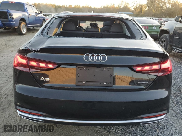 2023 Audi A5 Sportback Premium Plus with VIN WAUCBCF55PA008902, listed as a Copart auction lot 76326794 with 18,904 mi miles and Salvage Title. Bid and sale history available at carsss.com. Image 6.