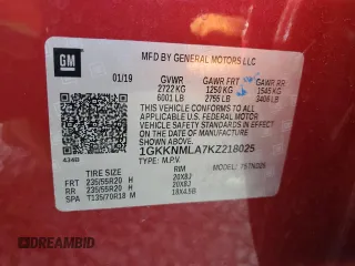 2019 GMC Acadia SLT with VIN 1GKKNMLA7KZ218025, listed as a Copart auction lot 44653135 with 93,775 mi miles and Salvage title. Bid and sale history available at DreamBid. Image 14.