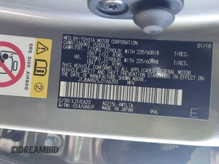 2018 Lexus NX with VIN JTJBARBZ5J2166393, listed as a IAAI auction lot 41772242 with 58,211 mi miles. Bid and sale history available at carsss.com. Image 9.