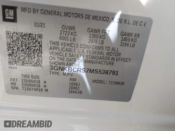 2021 Chevrolet Blazer LT z VIN 3GNKBCRS7MS538791, wystawiony jako IAAI lot #42217259 z przebiegiem 27 367 mil mil oraz . Historia ofert i sprzedaży dostępna na DreamBid. Obrazek 9.