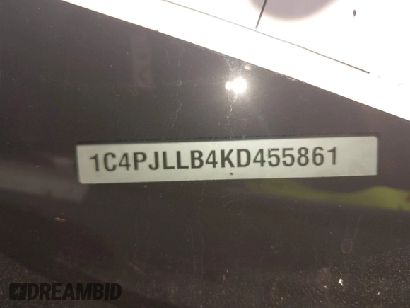 2019 Jeep Cherokee Latitude Plus with VIN 1C4PJLLB4KD455861, listed as a IAAI auction lot 41975695 with 104,413 mi miles. Bid and sale history available at carsss.com. Image 9.