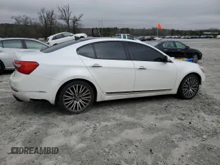 2014 Kia Cadenza Premium with VIN KNALN4D71E5127649, listed as a Copart auction lot 45116745 with 130,680 mi miles and Salvage Title. Bid and sale history available at DreamBid. Image 3.
