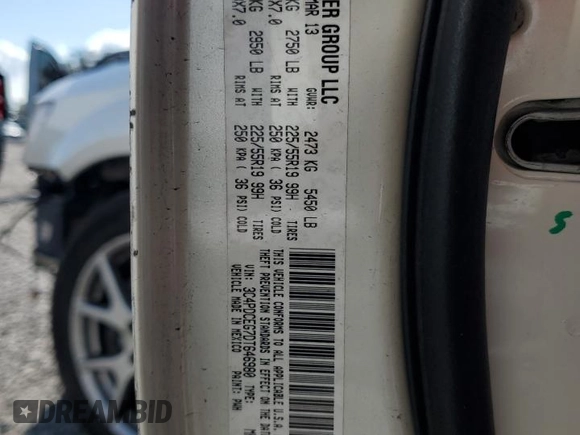 2013 Dodge Journey R/T with VIN 3C4PDCEG7DT646980, listed as a Copart auction lot 47174905 with 226,972 mi miles and Salvage title. Bid and sale history available at DreamBid. Image 16.