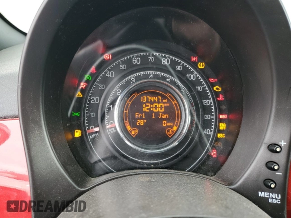 2012 FIAT 500 Sport with VIN 3C3CFFBR8CT123504, listed as a Copart auction lot 42262965 with 137,447 mi miles and Clean title. Bid and sale history available at DreamBid. Image 9.