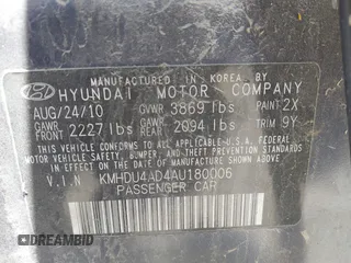 2010 Hyundai Elantra GLS z VIN KMHDU4AD4AU180006, wystawiony jako IAAI lot #42237963 z przebiegiem 232 987 mil mil oraz . Historia ofert i sprzedaży dostępna na DreamBid. Obrazek 9.