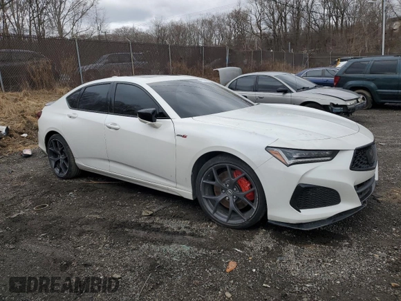 2022 Acura TLX Type S w/Performance Tire with VIN 19UUB7F9XNA001329, listed as a Copart auction lot 47179795 with 21,668 mi miles and Salvage Title. Bid and sale history available at carsss.com. Image 4.