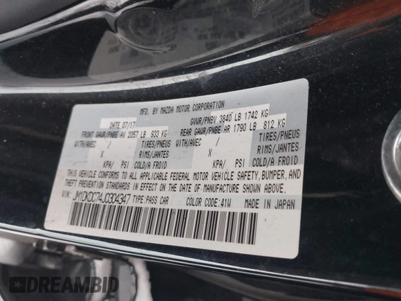 2018 Mazda CX-3 Touring with VIN JM1DKDC74J0304347, listed as a IAAI auction lot 41298914 with 1 mi miles. Bid and sale history available at carsss.com. Image 9.