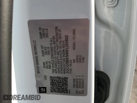 2021 Chevrolet Colorado 2WD Work Truck z VIN 1GCGSBEN9M1190602, wystawiony jako Copart lot #43215595 z przebiegiem 58 228 mil mil oraz Szkoda całkowita • Salvage title. Historia ofert i sprzedaży dostępna na DreamBid. Obrazek 12.