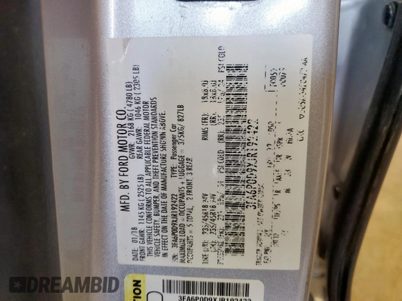 2018 Ford Fusion Titanium with VIN 3FA6P0D9XJR192422, listed as a Copart auction lot 58227575 with 138,420 mi miles and Salvage title. Bid and sale history available at DreamBid. Image 13.