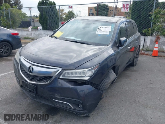 2014 Acura MDX with VIN 5FRYD3H27EB004309, listed as a IAAI auction lot 42058052 with 107,318 mi miles. Bid and sale history available at carsss.com. Image 2.