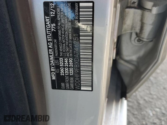 2013 Mercedes-Benz E 400 Sport with VIN WDDHF9FBXDA746251, listed as a Copart auction lot 52746845 with 125,314 mi miles and Salvage Title. Bid and sale history available at DreamBid. Image 12.