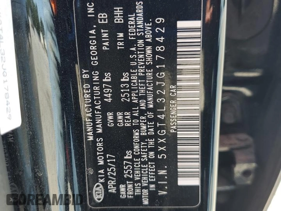 2018 Kia Optima LX с VIN 5XXGT4L32JG178429, выставлен на аукционе Copart как лот 59954325 с пробегом 73 282 миль миль и Списание • Salvage title. История ставок и продаж доступна на DreamBid. Изображение 12.
