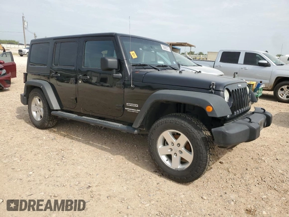 2014 Jeep Wrangler Unlimited Sport with VIN 1C4BJWDG2EL194164, listed as a Copart auction lot 56885575 with Not Provided miles and Salvage Title. Bid and sale history available at DreamBid. Image 4.