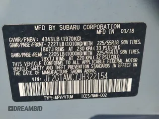 2018 Subaru Crosstrek Limited with VIN JF2GTAMC7JH322154, listed as a Copart auction lot 60253975 with 105,015 mi miles and Salvage title. Bid and sale history available at DreamBid. Image 13.