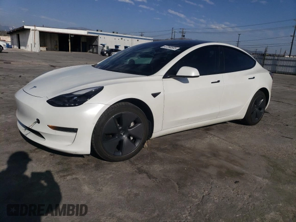 2022 Tesla Model 3 Long Range with VIN 5YJ3E1EB2NF210008, listed as a Copart auction lot 47298585 with 53,753 mi miles and Salvage Title. Bid and sale history available at carsss.com. Image 1.
