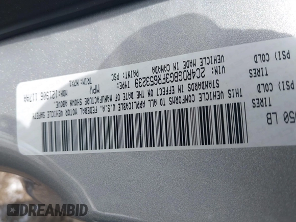 2015 Dodge Grand Caravan SE with VIN 2C4RDGBG3FR653239, listed as a IAAI auction lot 41607222 with 124,732 mi miles and . Bid and sale history available at DreamBid. Image 9.
