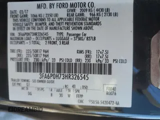 2017 Ford Fusion SE with VIN 3FA6P0H73HR326545, listed as a Copart auction lot 46309995 with 205,203 mi miles and Clean Title. Bid and sale history available at DreamBid. Image 12.