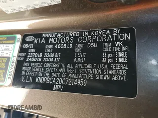 2012 Kia Sportage LX with VIN KNDPBCA20C7214959, listed as a Copart auction lot 62730645 with 194,768 mi miles and Clean title. Bid and sale history available at DreamBid. Image 13.