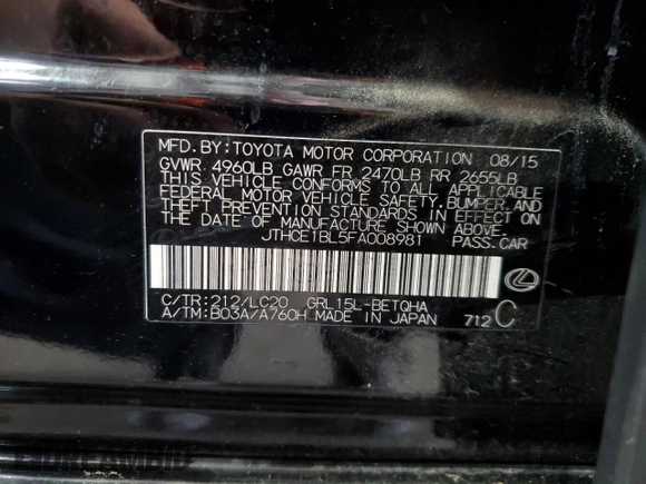 2015 Lexus GS 350 with VIN JTHCE1BL5FA008981, listed as a Copart auction lot 56535925 with 116,954 mi miles and Salvage title. Bid and sale history available at DreamBid. Image 12.