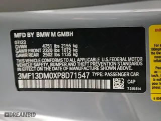 2023 BMW M2 with VIN 3MF13DM0XP8D71547, listed as a Copart auction lot 51157244 with 33,365 mi miles. Bid and sale history available at carsss.com. Image 12.