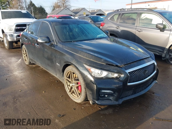 2017 Infiniti Q50 Red Sport 400 with VIN JN1FV7AR1HM871708, listed as a IAAI auction lot 41426763 with 92,582 mi miles. Bid and sale history available at carsss.com. Image 1.
