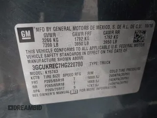 2017 Chevrolet Silverado 1500 LT with VIN 3GCUKREC7HG220780, listed as a IAAI auction lot 41978463 with 131,532 mi miles and . Bid and sale history available at DreamBid. Image 9.