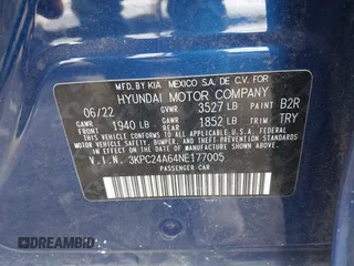 2022 Hyundai Accent SE with VIN 3KPC24A64NE177005, listed as a IAAI auction lot 41646385 with Not Provided miles and . Bid and sale history available at carsss.com. Image 9.