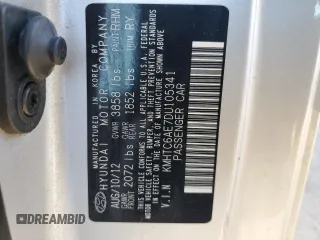 2013 Hyundai Veloster Turbo with VIN KMHTC6AE7DU105341, listed as a Copart auction lot 88179185 with Not provided miles and Salvage title. Bid and sale history available at DreamBid. Image 12.
