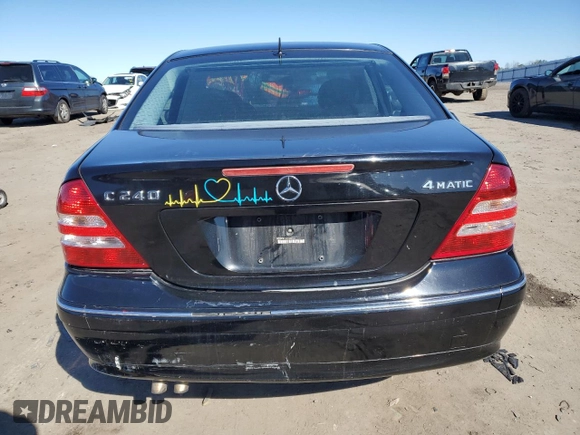 2005 Mercedes-Benz C 240 with VIN WDBRF81J45F603063, listed as a Copart auction lot 44751855 with 161,502 mi miles and Salvage Title. Bid and sale history available at DreamBid. Image 6.
