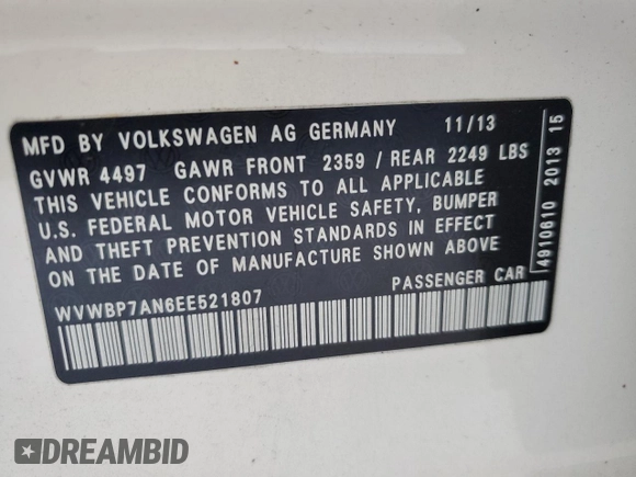 2014 Volkswagen CC R-Line with VIN WVWBP7AN6EE521807, listed as a Copart auction lot 74177764 with 142,779 mi miles and Clean Title. Bid and sale history available at carsss.com. Image 12.