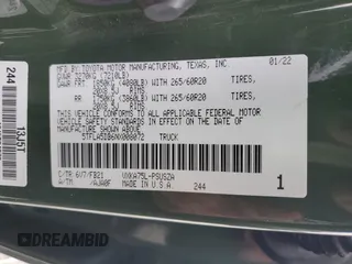 2022 Toyota Tundra 4WD SR5 with VIN 5TFLA5DB6NX008072, listed as a Copart auction lot 43250375 with 79,108 mi miles and Salvage Title. Bid and sale history available at carsss.com. Image 12.