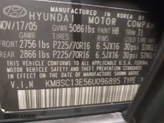 2006 Hyundai Santa Fe GLS with VIN KM8SC13E56U096895, listed as a IAAI auction lot 39109668 with 154,330 mi miles. Bid and sale history available at carsss.com. Image 9.