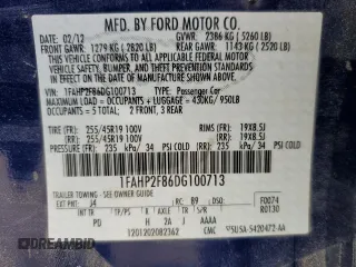 2013 Ford Taurus Limited with VIN 1FAHP2F86DG100713, listed as a Copart auction lot 52599085 with 168,771 mi miles and Salvage title. Bid and sale history available at DreamBid. Image 14.