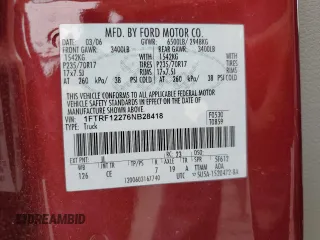 2006 Ford F-150 XL with VIN 1FTRF12276NB28418, listed as a Copart auction lot 58715645 with 161,447 mi miles and Salvage title. Bid and sale history available at DreamBid. Image 13.