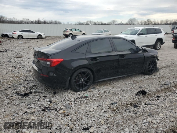 2022 Honda Civic Si with VIN 2HGFE1E55NH473130, listed as a Copart auction lot 46114755 with 34,367 mi miles and Salvage Title. Bid and sale history available at DreamBid. Image 3.