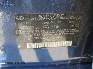 2018 Hyundai Sonata SEL with VIN 5NPE34AF8JH665109, listed as a Copart auction lot 55112215 with 70,569 mi miles and Non Repairable. Bid and sale history available at DreamBid. Image 12.